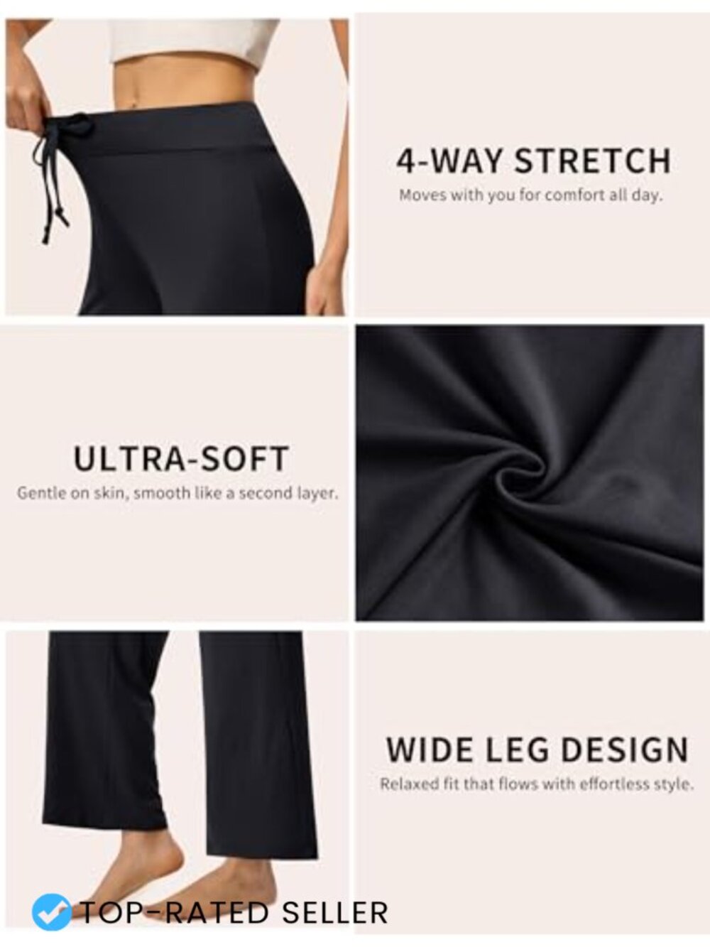 Women Wide Leg Lounge Pants Drawstring High Stretch Yoga Sleepwear - Picture 5 of 6